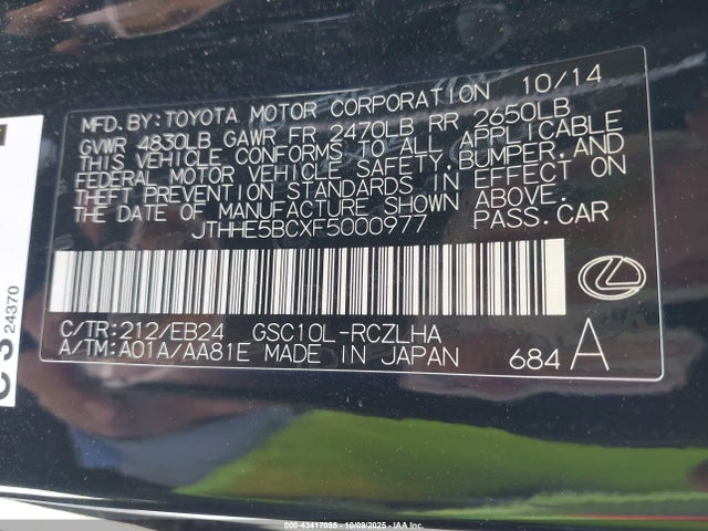 Lexus 2gr-fse 2015 JTHHE5BCXF5000977 Image 9