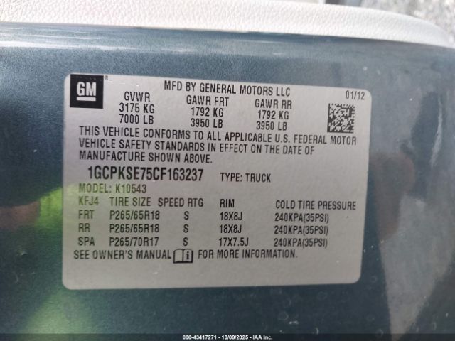 2012 CHEVROLET SILVERADO 1500 1GCPKSE75CF163237 Photo 8