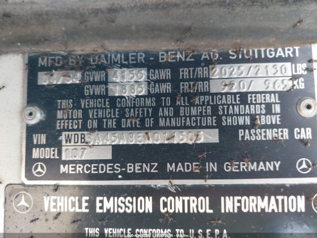 1984 MERCEDES-BENZ 380 WDBBA45A8EA011505 Photo 8