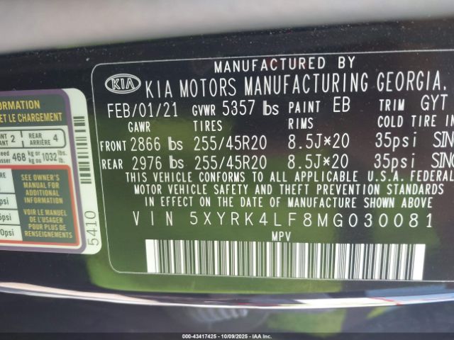 2021 KIA SORENTO 5XYRK4LF8MG030081 Photo 8