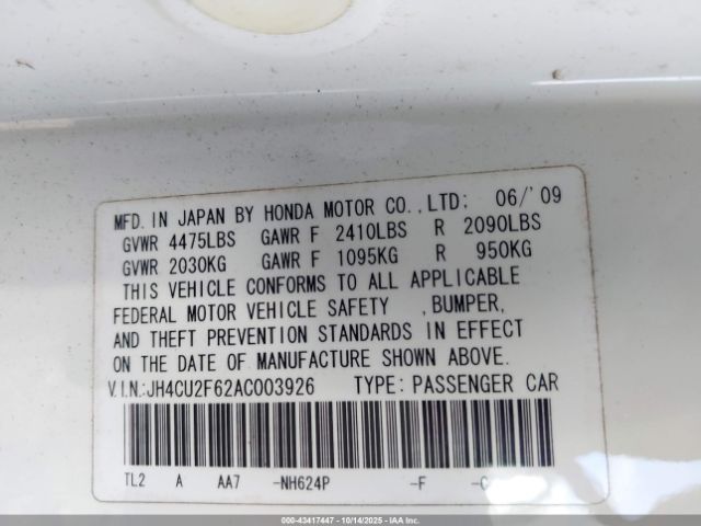 2010 ACURA TSX JH4CU2F62AC003926 Photo 8