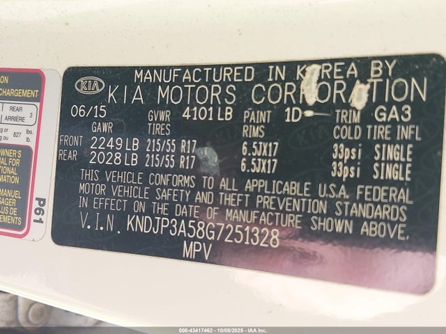 KNDJP3A58G7251328 KIA dohc gdi nu