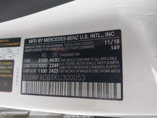 2019 MERCEDES-BENZ C 300 55SWF8DBXKU300053 Photo 8