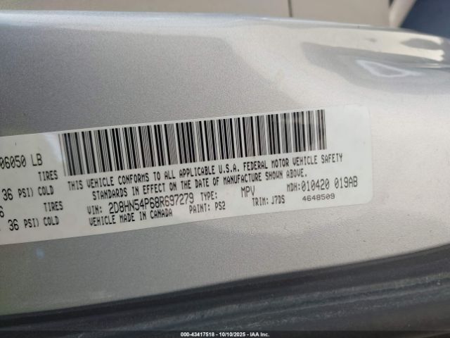 2008 DODGE GRAND CARAVAN 2D8HN54P68R697279 Photo 8