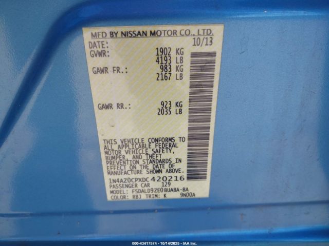 2013 NISSAN LEAF 1N4AZ0CPXDC420216 Photo 8