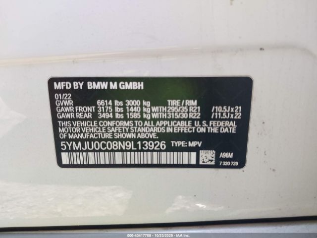 2022 BMW X5 M 5YMJU0C08N9L13926 Photo 8