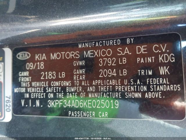 2019 KIA FORTE 3KPF34AD6KE025019 Photo 8