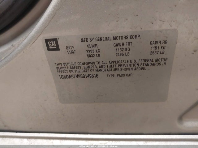 2008 CADILLAC STS 1G6DA67V980149816 Photo 8