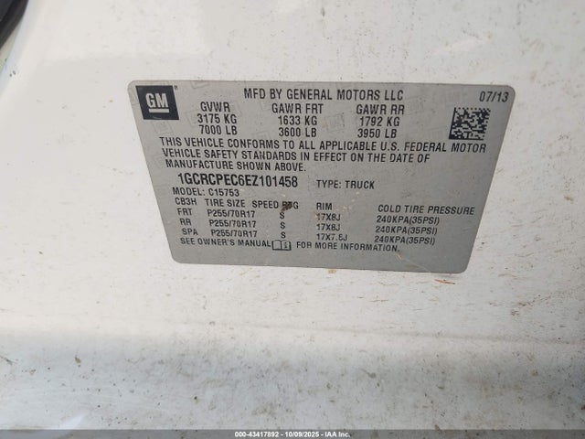 1GCRCPEC6EZ101458 Chevrolet l83 - vvt, afm (active fuel management), aluminum