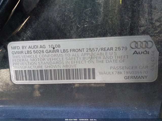 2009 AUDI A4 WAULK78K19N035570 Photo 8