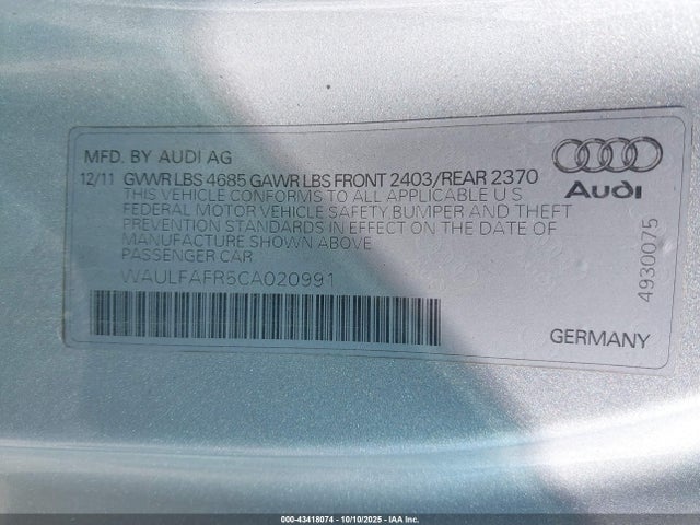 2012 AUDI A5 WAULFAFR5CA020991 Photo 8