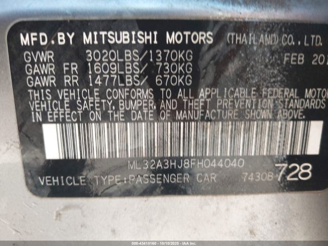 2015 MITSUBISHI MIRAGE ML32A3HJ8FH044040 Photo 8