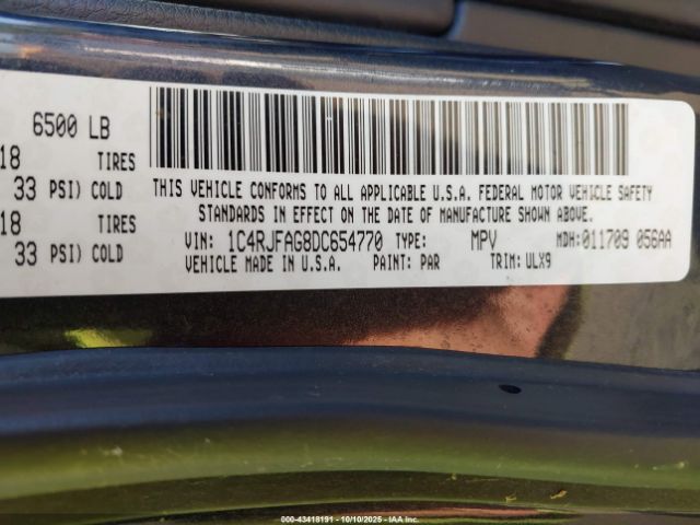 2013 JEEP GRAND CHEROKEE 1C4RJFAG8DC654770 Photo 8