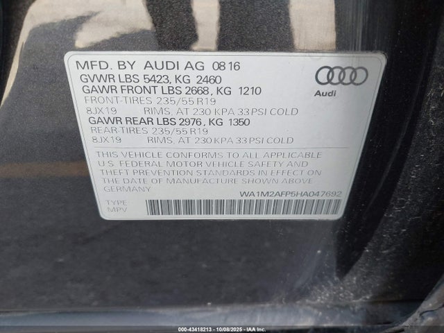 2017 AUDI Q5 WA1M2AFP5HA047692 Photo 8