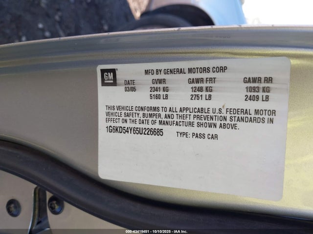 2005 CADILLAC DEVILLE 1G6KD54Y65U226685 Photo 8