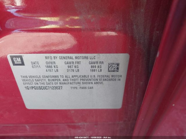 2012 CHEVROLET CRUZE 1G1PG5SC6C7123627 Photo 8