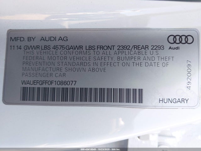 2015 AUDI A3 WAUEFGFF0F1086077 Photo 8