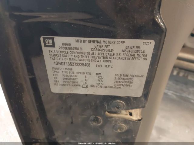 2007 CHEVROLET TRAILBLAZER 1GNDT13S272225408 Photo 8