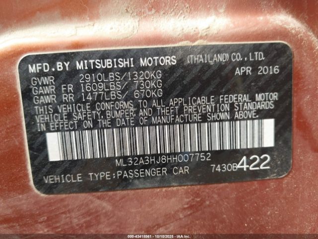 2017 MITSUBISHI MIRAGE ML32A3HJ8HH007752 Photo 8