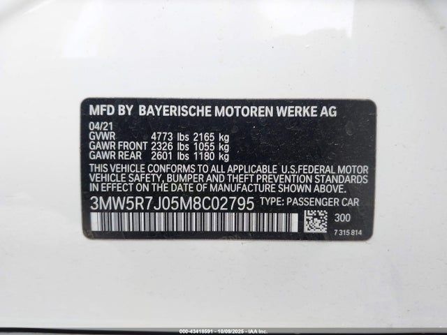 3MW5R7J05M8C02795 BMW 330i Xdrive