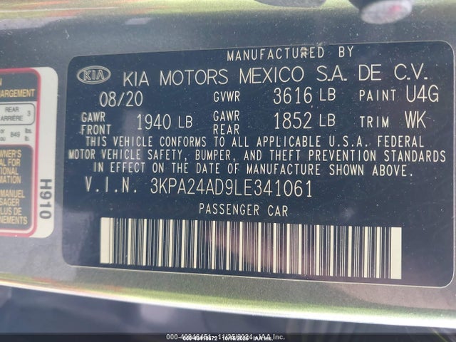 3KPA24AD9LE341061 KIA RIO S