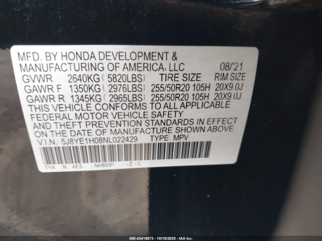 2022 ACURA MDX 5J8YE1H08NL022429 Photo 8