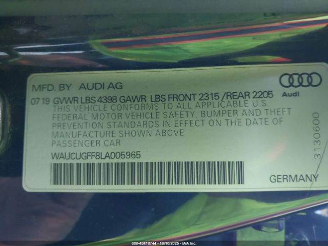 2020 AUDI A3 WAUCUGFF8LA005965 Photo 8