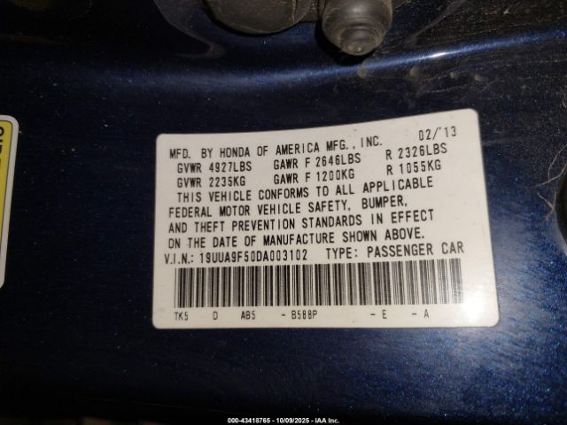 2013 ACURA TL 19UUA9F50DA003102 Photo 8