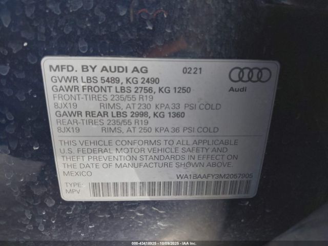 2021 AUDI Q5 WA1BAAFY3M2057905 Photo 8