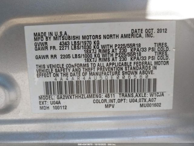 2013 MITSUBISHI OUTLANDER SPORT 4A4AR4AU5DE006560 Photo 8