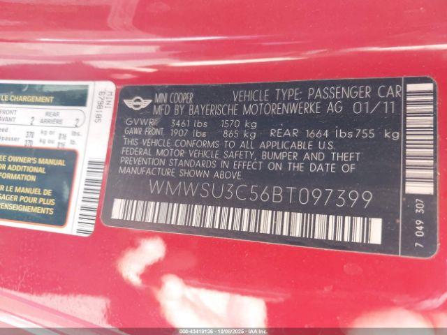 2011 MINI COOPER WMWSU3C56BT097399 Photo 8