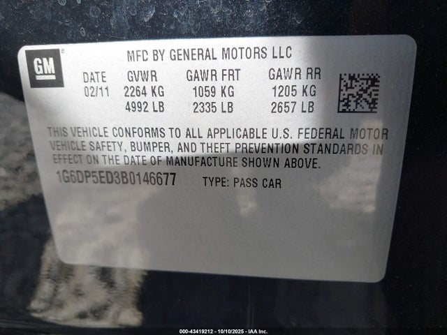 2011 CADILLAC CTS 1G6DP5ED3B0146677 Photo 8