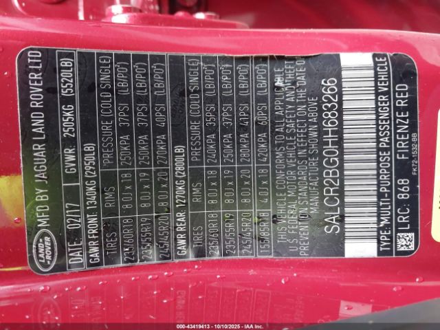 2017 LAND ROVER DISCOVERY SPORT SALCR2BG0HH683266 Photo 8