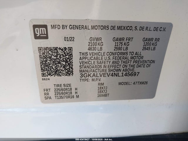 Продажа на аукционе авто 2022 Gmc Terrain Awd Slt, vin: 3GKALVEV4NL145697, номер лота: 43419427