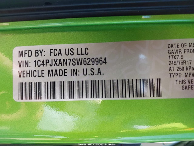 2025 JEEP WRANGLER 1C4PJXAN7SW629964 Photo 8