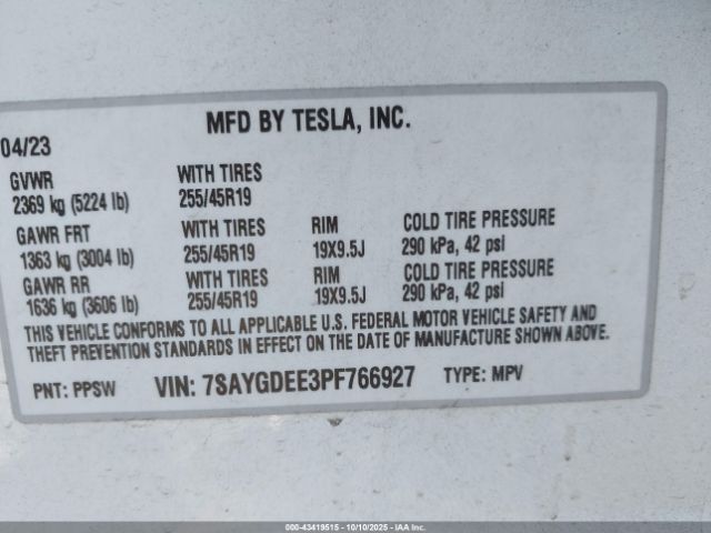 2023 TESLA MODEL Y 7SAYGDEE3PF766927 Photo 8