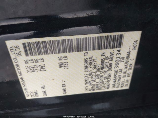 2017 NISSAN MAXIMA 1N4AA6APXHC360134 Photo 8