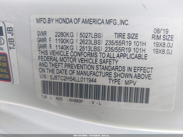 2020 ACURA RDX 5J8TC2H54LL011944 Photo 8