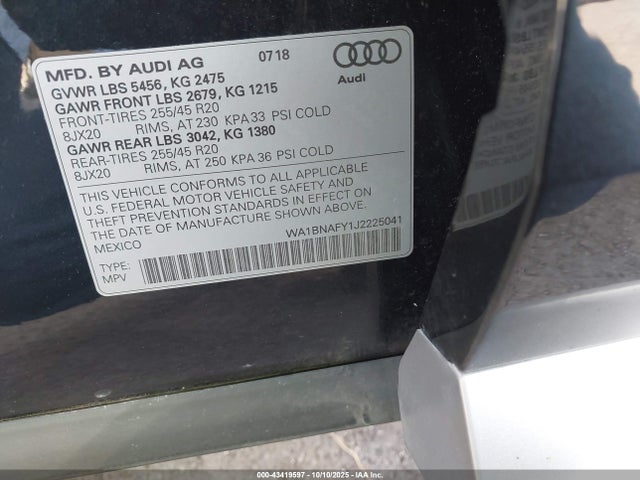 2018 AUDI Q5 WA1BNAFY1J2225041 Photo 8
