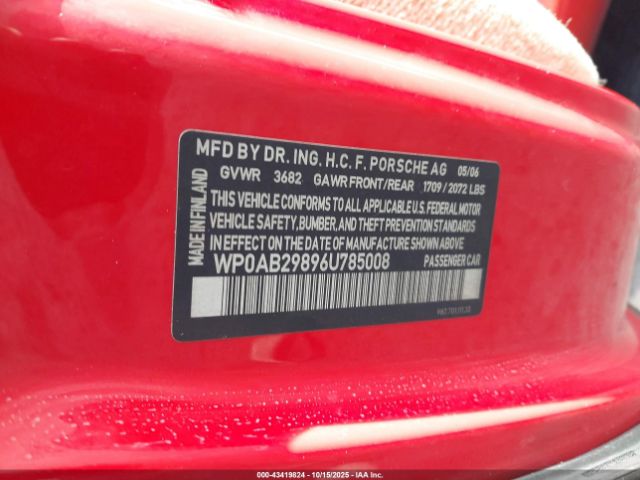 2006 PORSCHE CAYMAN S WP0AB29896U785008 Photo 8