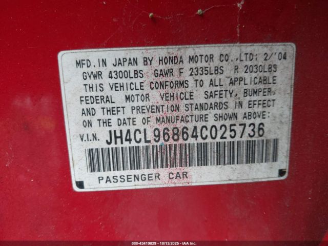 2004 ACURA TSX JH4CL96864C025736 Photo 8