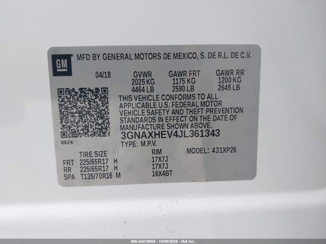 3GNAXHEV4JL361343 Chevrolet EQUINOX LS