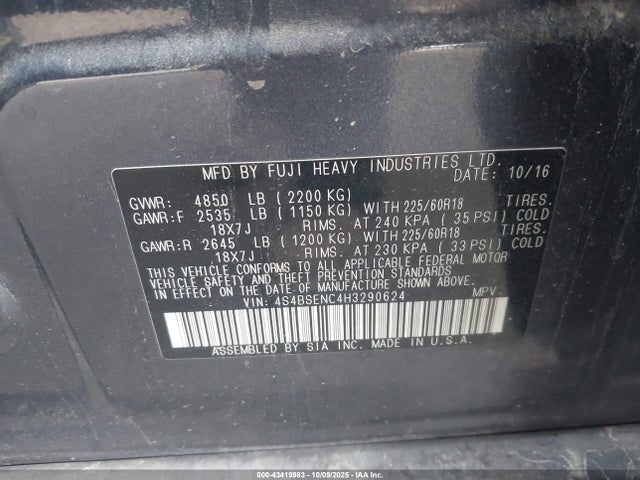 4S4BSENC4H3290624 Subaru u4