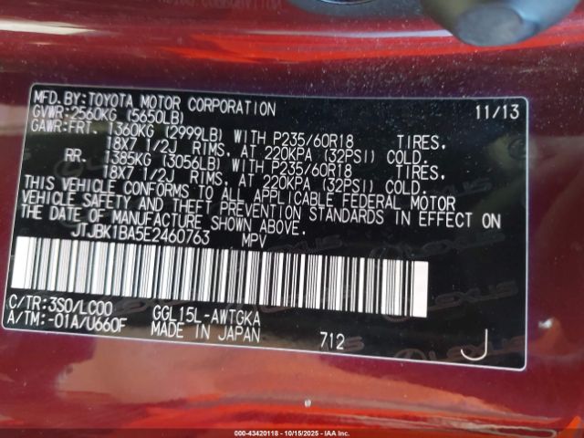 2014 LEXUS RX 350 JTJBK1BA5E2460763 Photo 8