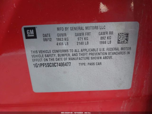 2012 CHEVROLET CRUZE 1G1PF5SC0C7406477 Photo 8