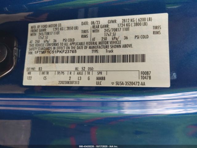 2023 FORD F-150 1FTMF1C51PKF23765 Photo 8