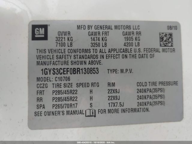 2011 CADILLAC ESCALADE 1GYS3CEF0BR130853 Photo 8