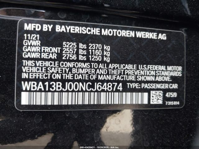 2022 BMW 530 WBA13BJ00NCJ64874 Photo 8