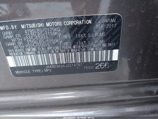 2018 MITSUBISHI OUTLANDER JA4AD3A3XJZ014787 Photo 8