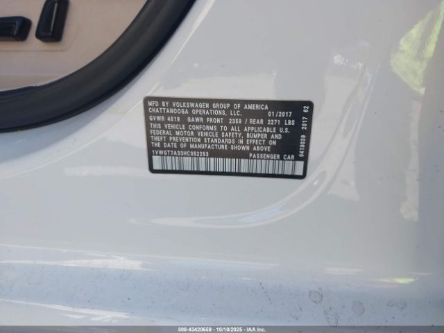 2017 VOLKSWAGEN PASSAT 1VWGT7A33HC052253 Photo 8